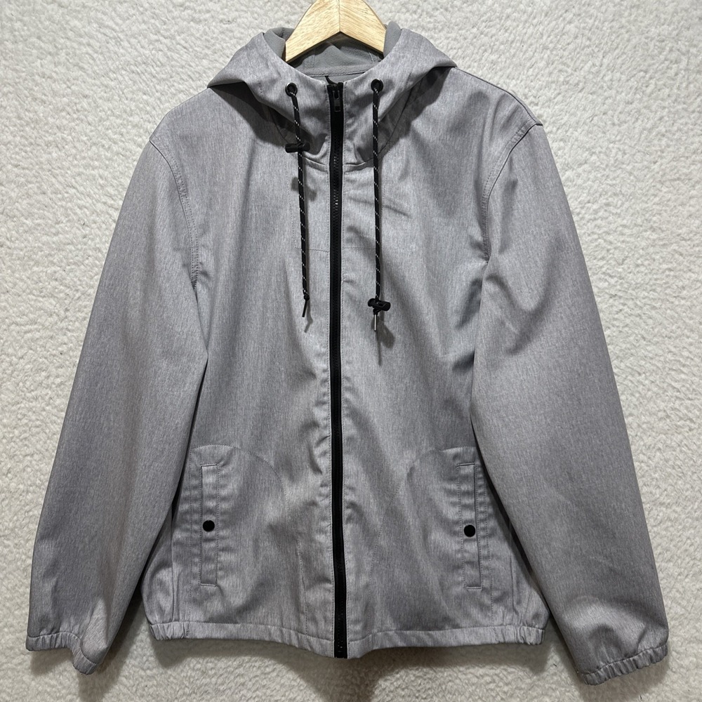 Nomad Jacket Men's Size L Gray‎ Tech Fleece Lined Hooded Full Zip Snap Pockets